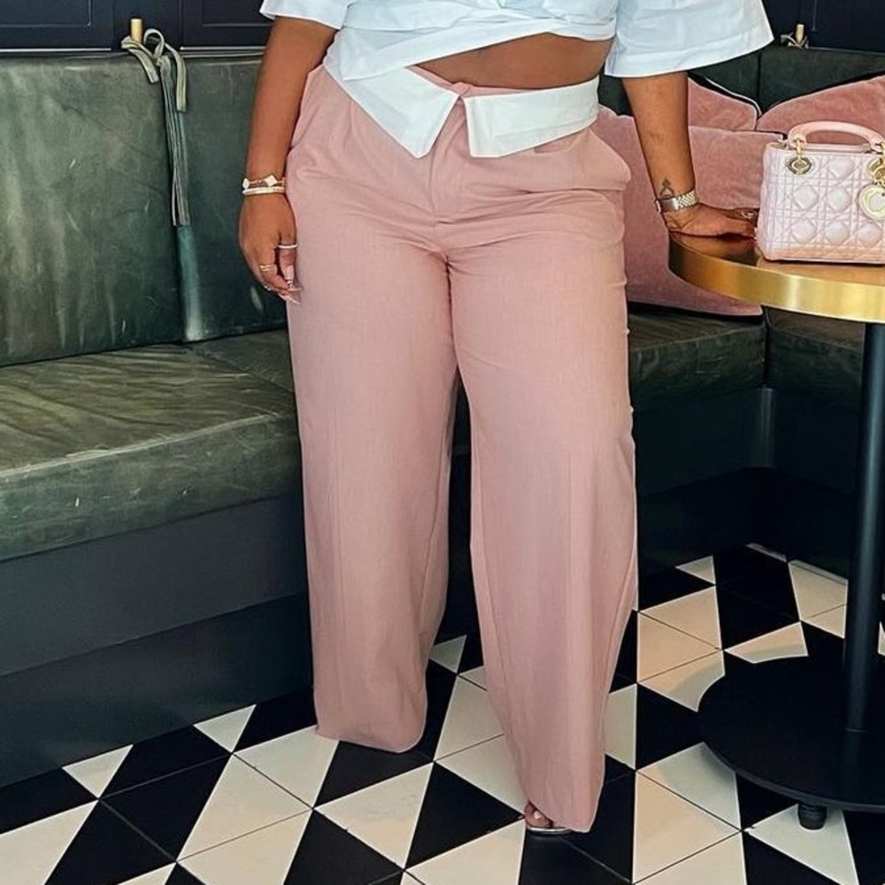 Zara Fold over waist wide leg pants